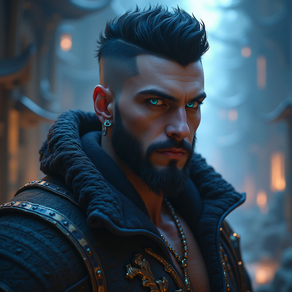 Brooding Man in Mystical Realm: Digital Matte Painting