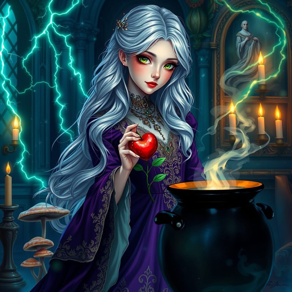 Elegant Magic Girl in Whimsical Victorian Castle