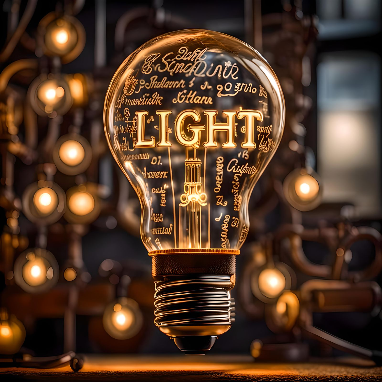 Radiant Steampunk Lightbulb Letters