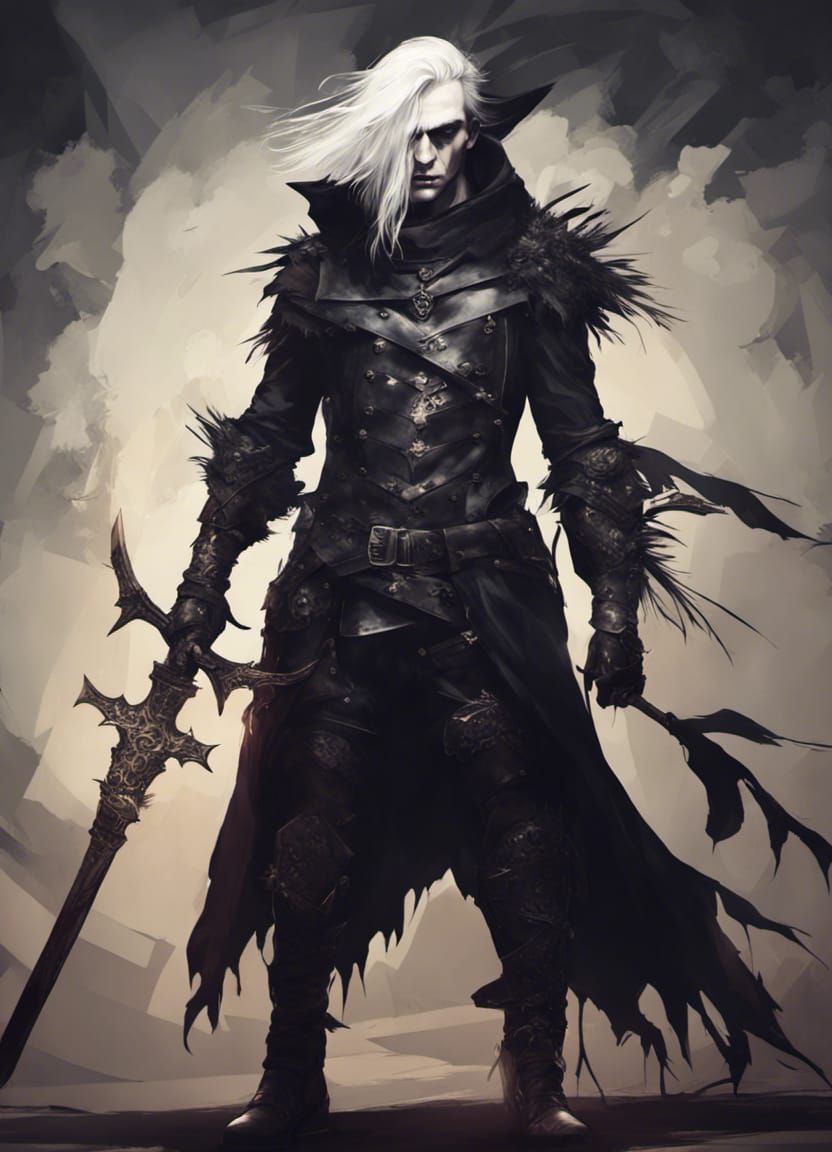 Gothic Witch Hunter in Silver Armor Digital Art