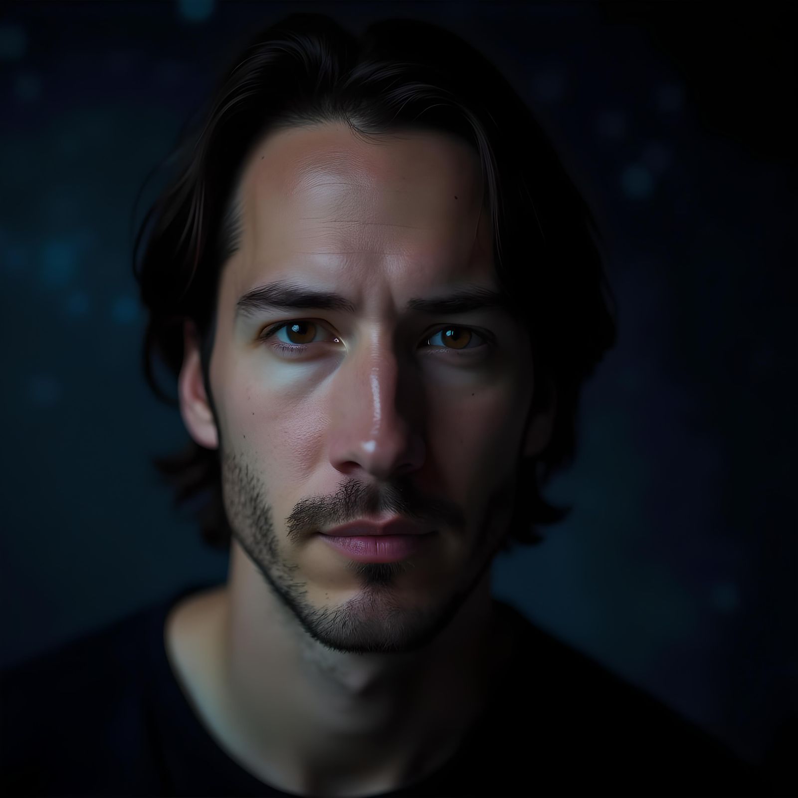 Young Keanu Reeves Look-Alike Portrait in Space