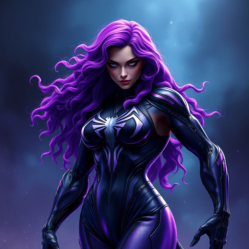 Purple Venom Symbiote with Long Hair, Digital Art