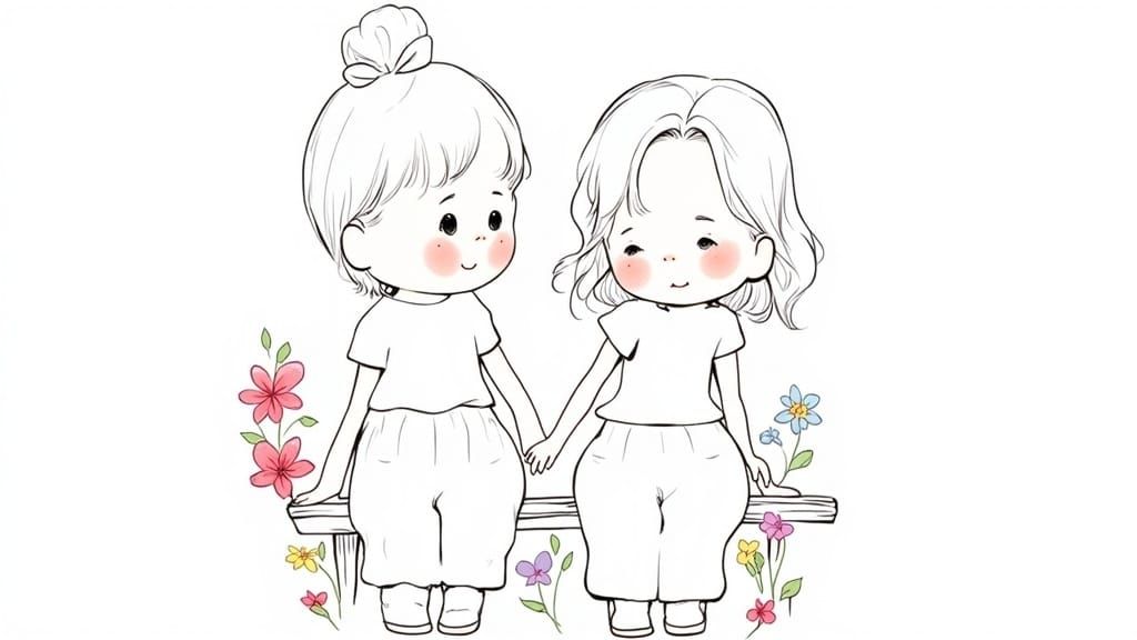 Whimsical Summer Duo in Watercolor Style