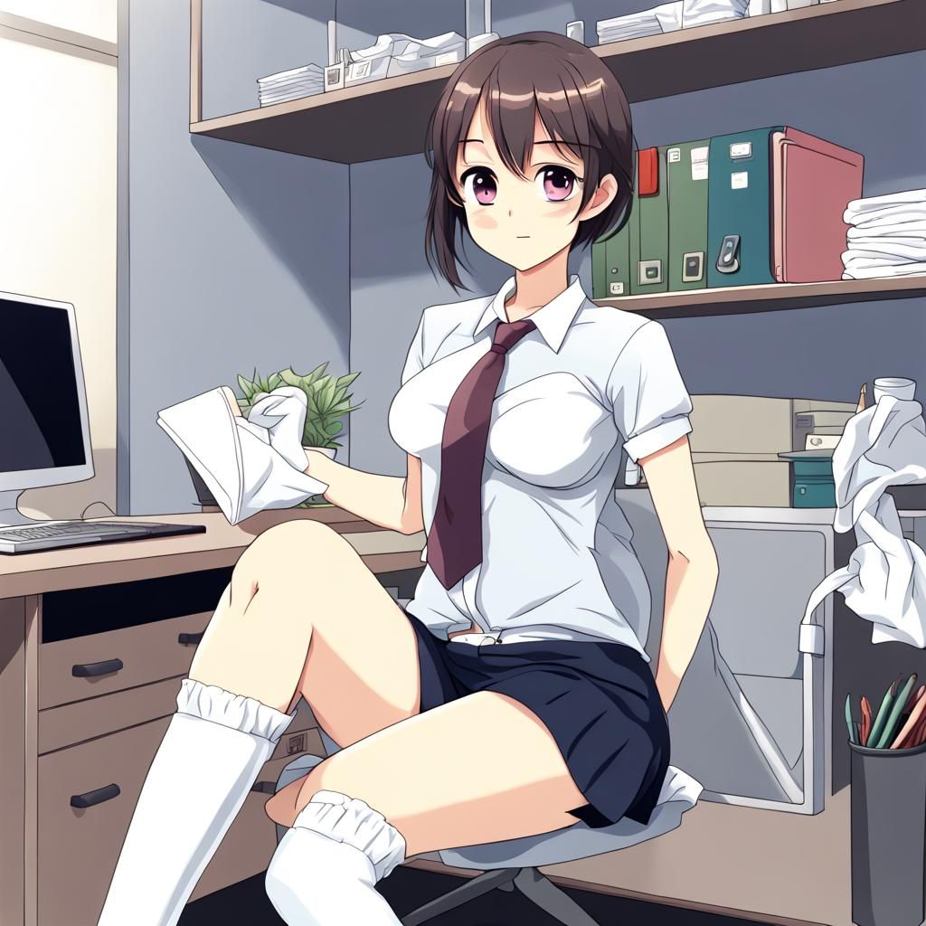 Anime Style Office Woman in Diapers
