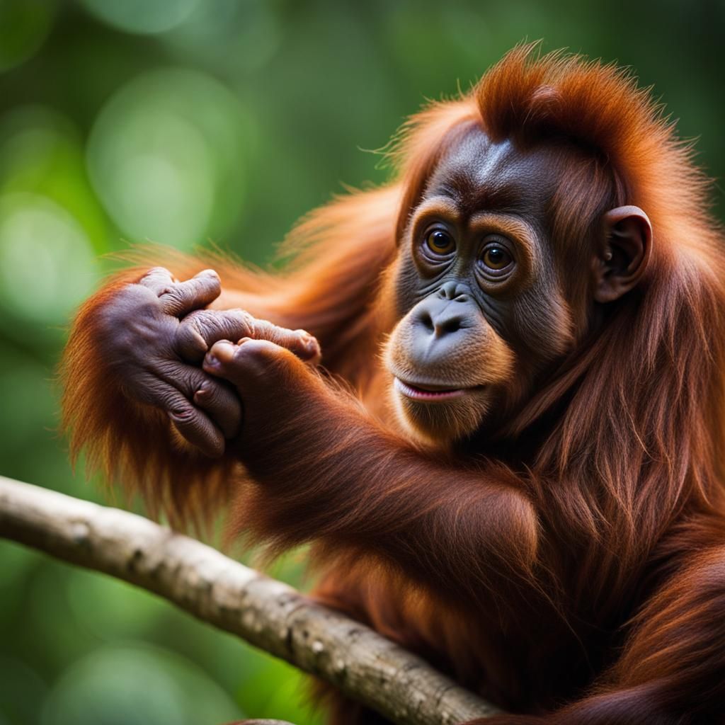 Adorable Baby Orangutan Portrait, Professional Photography