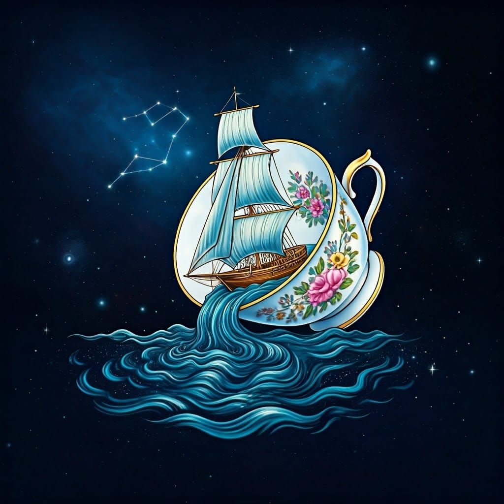 Cosmic Sailboat Voyage in Astral Teacup