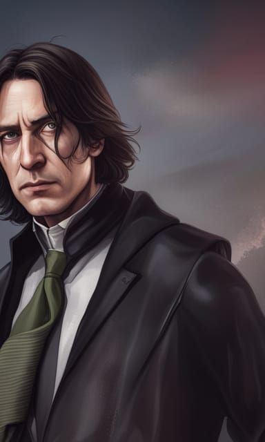 Young Severus Snape Portrait in Art Nouveau Style