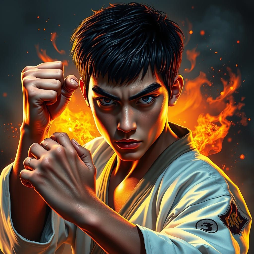 Karate Warrior in Focus