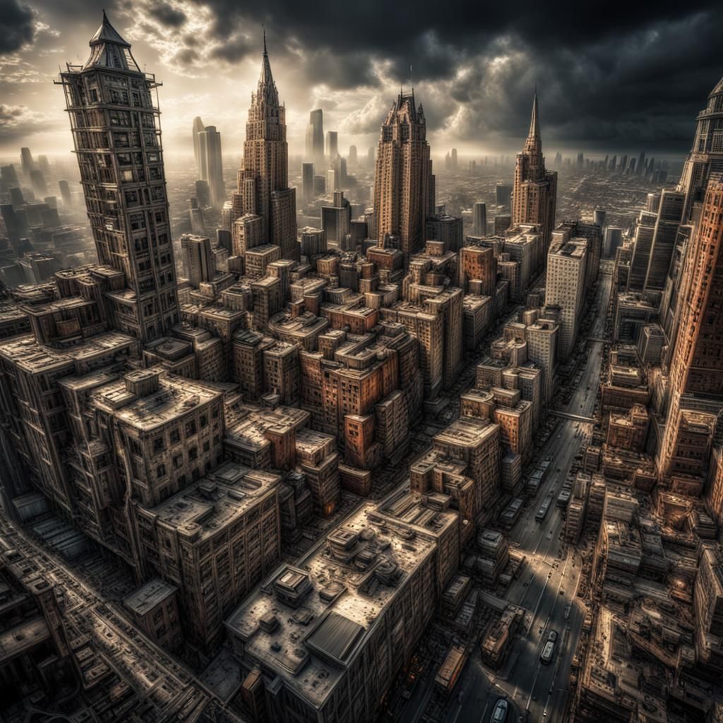 Fantasy Cityscape in Hyperrealistic Style