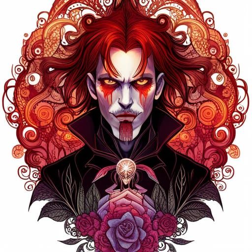 Flowerpunk Dracula in Luminous Colors, Digital Art
