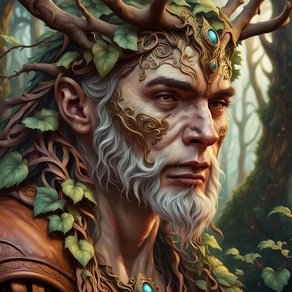 Detailed Druid Sorcerer Portrait in Gritty Fantasy Style