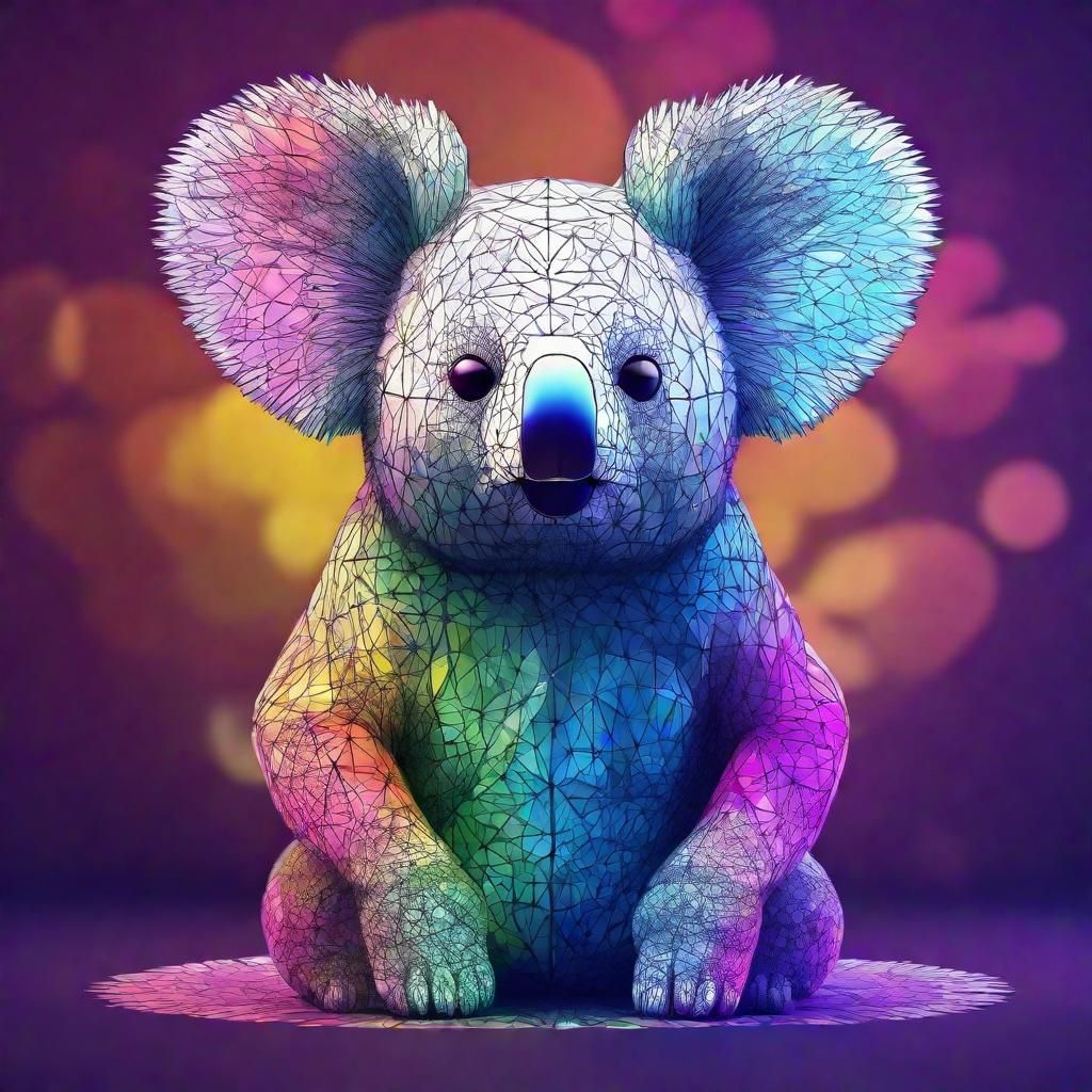 Disco Koala with Abstract Vector Fractal Design