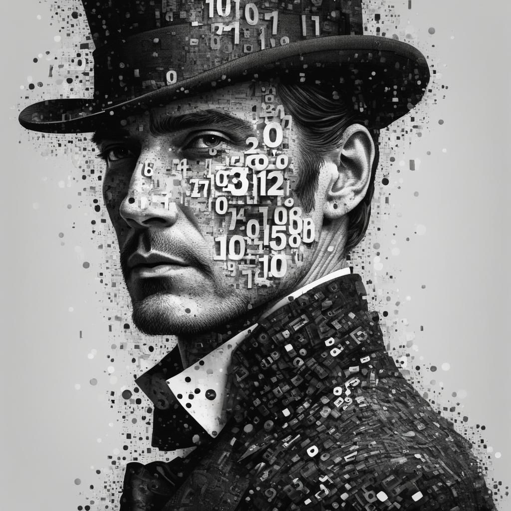 Monochromatic Digital Punk Portrait in Pointillism Style