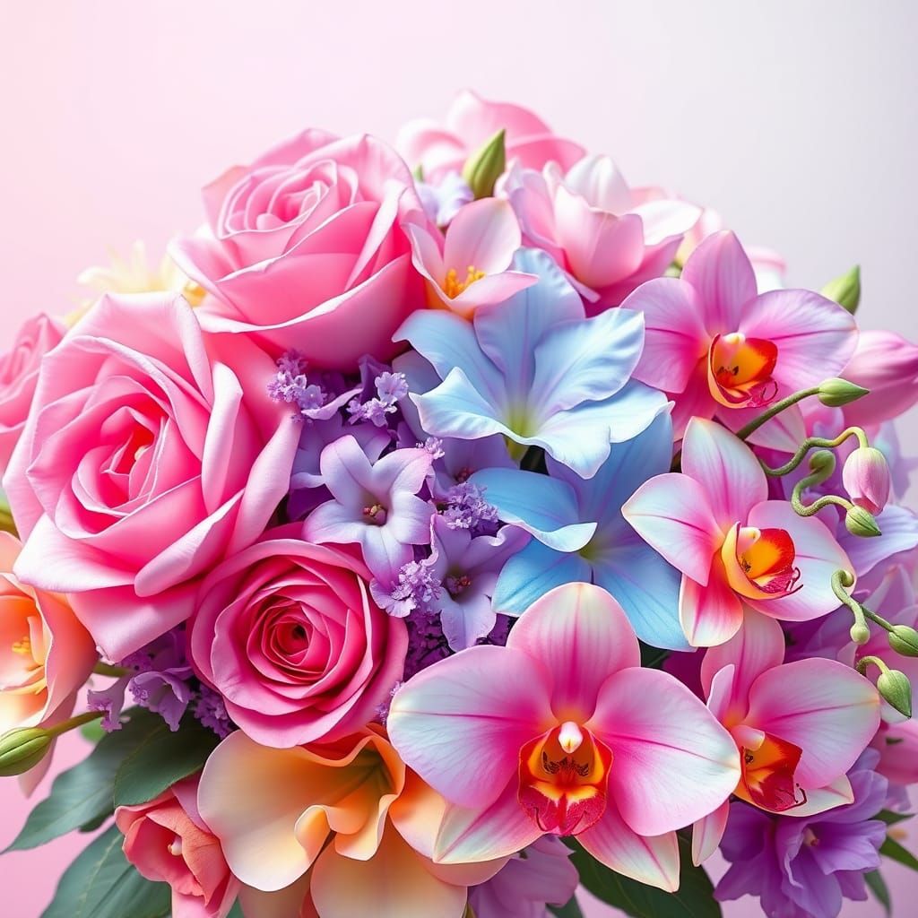 Neon Spring Flowers: A Surreal Bouquet