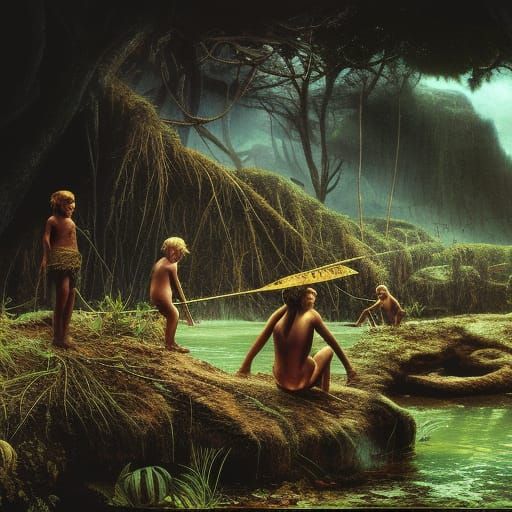 Lord of the Flies: A Tragic, Detailed Digital Painting