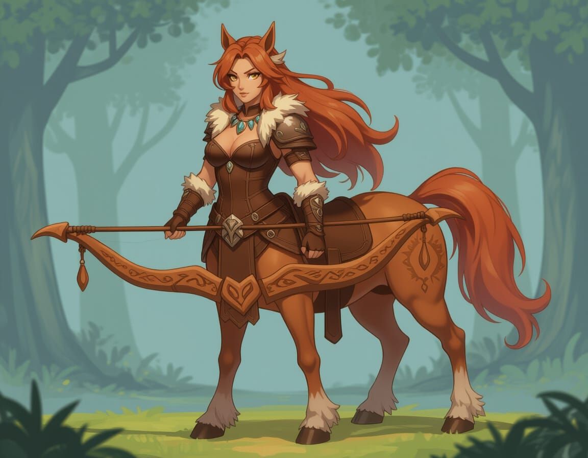 Regal Centaur Woman in Anime Style