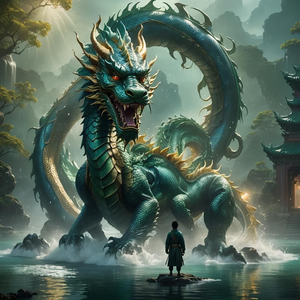 Majestic Dragon in Fantasy Landscape Art