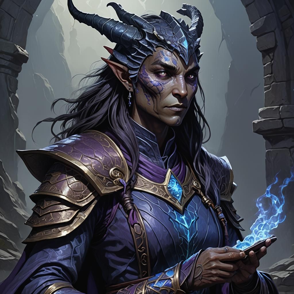 Dragonborn Divination Wizard in Detailed Matte Painting