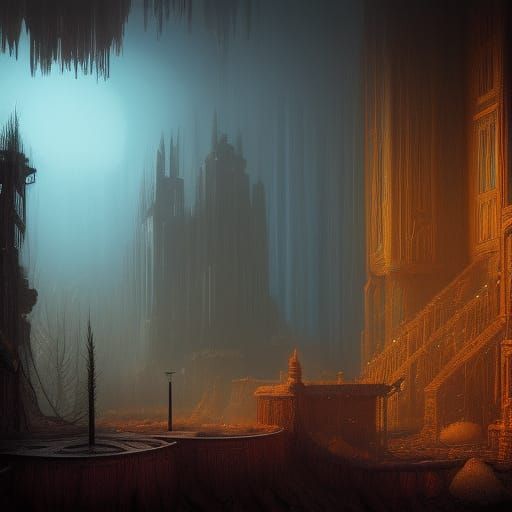Sinister Ghost in Warm Light: Matte Painting