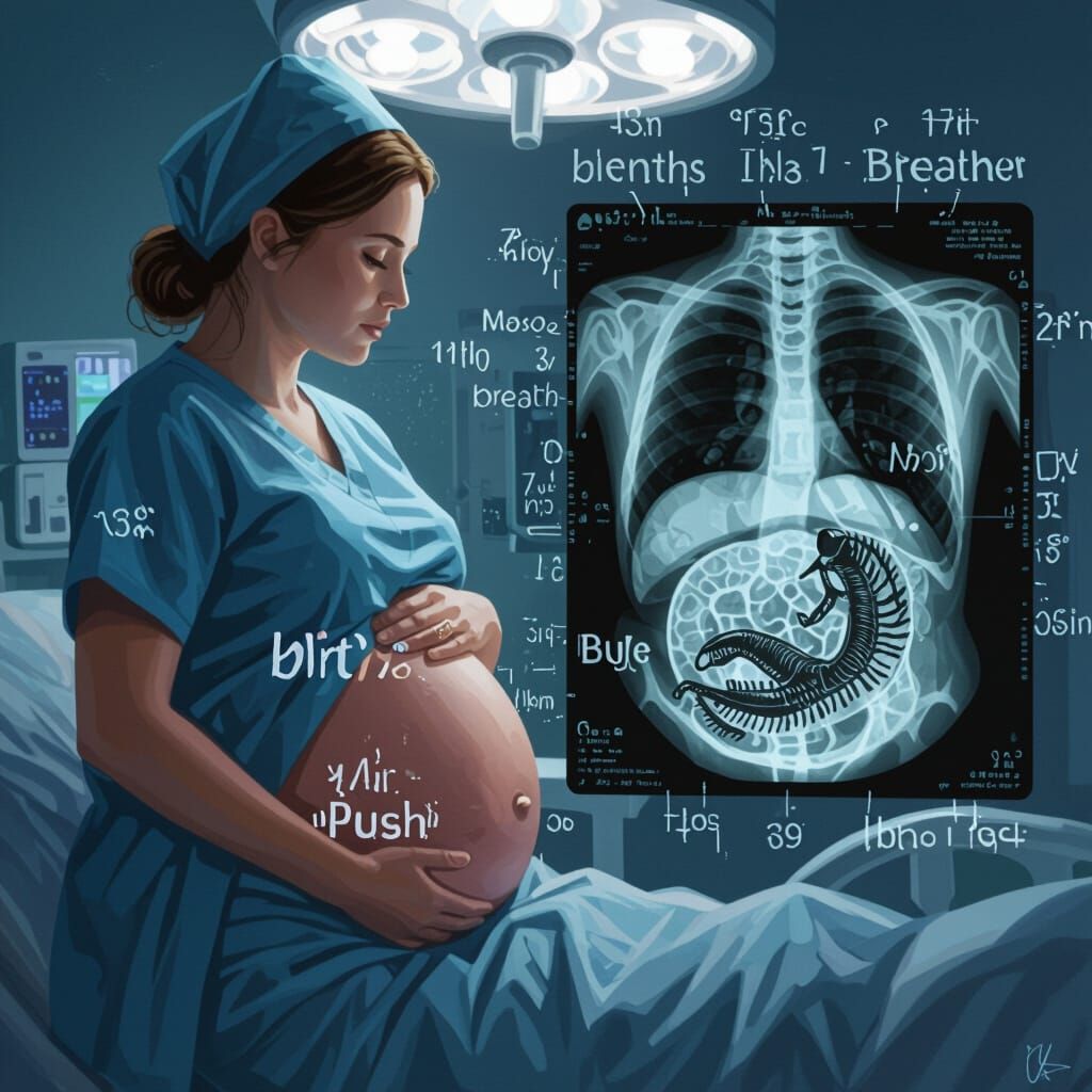 Alien Birth Scene: Medical Illustration Sci-Fi Art