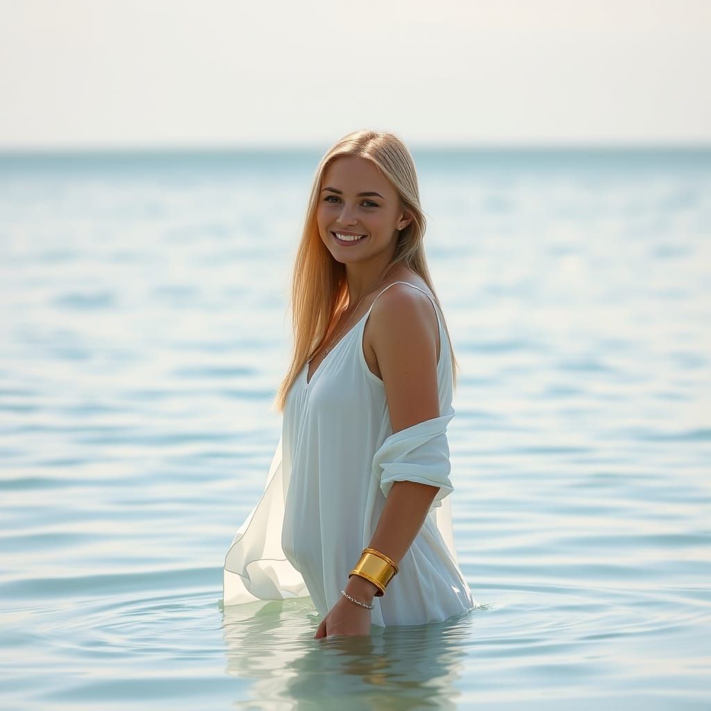 Woman in Water: Summer Day Photo in Leibovitz Style