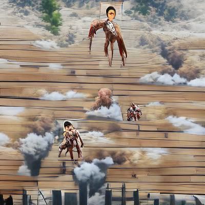 Colossal Titan Overlooks Walled City in Anime Style