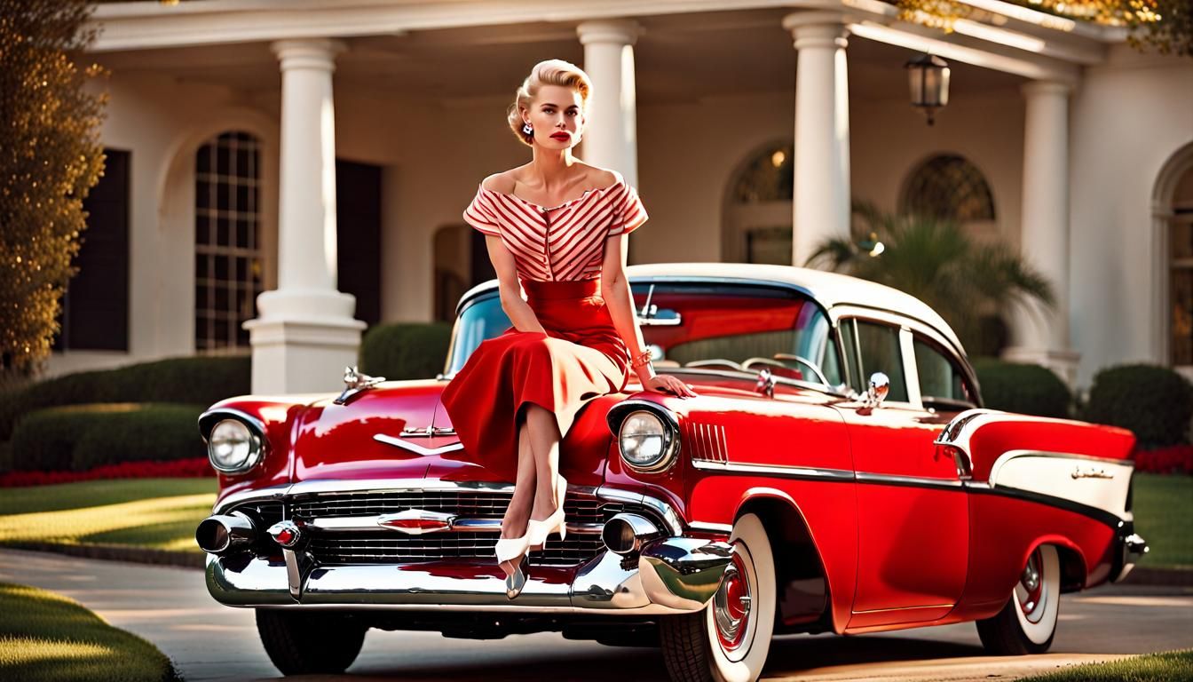 The timeless elegance of Grace Kelly and classic American cars.