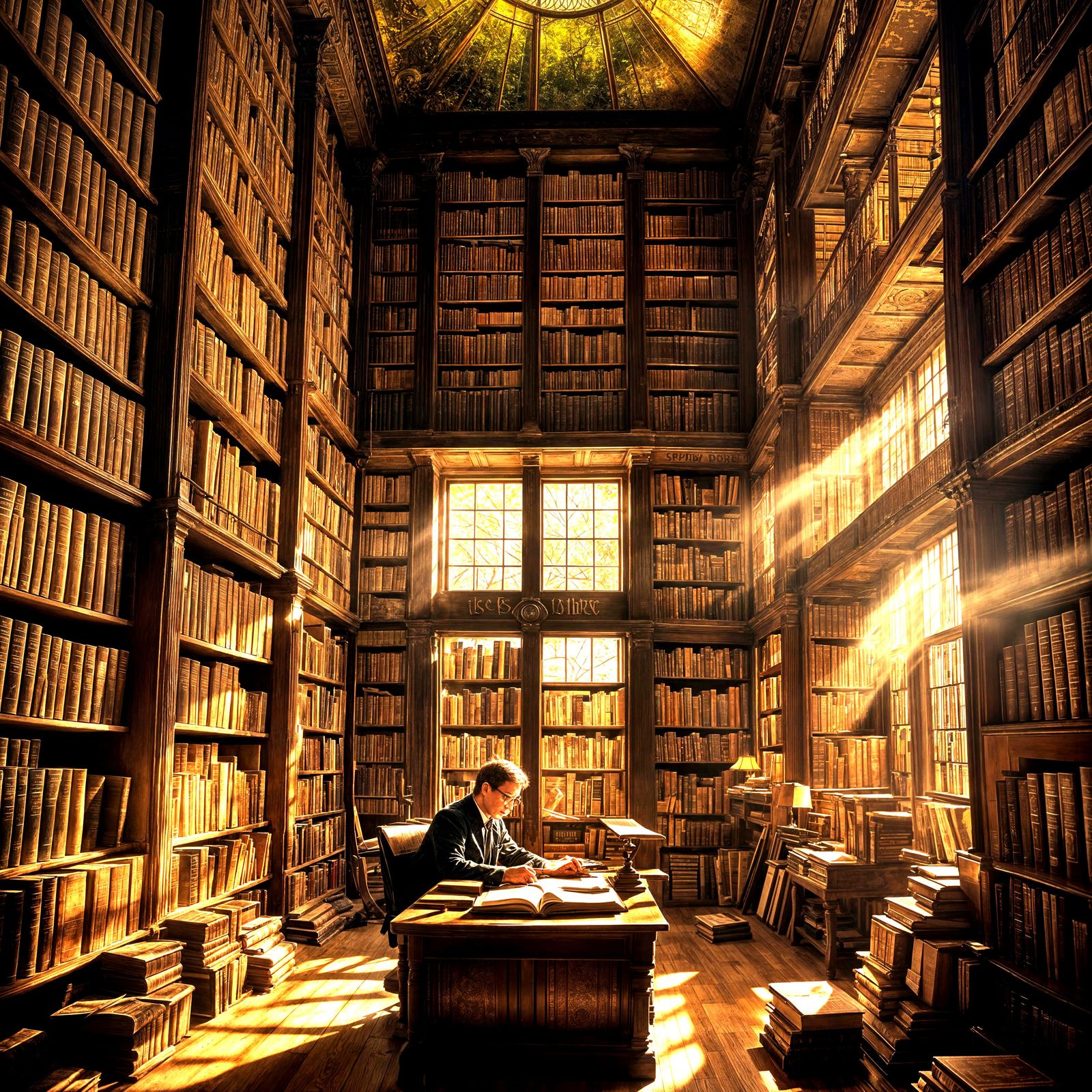 AI Generated Image of a Classic Library