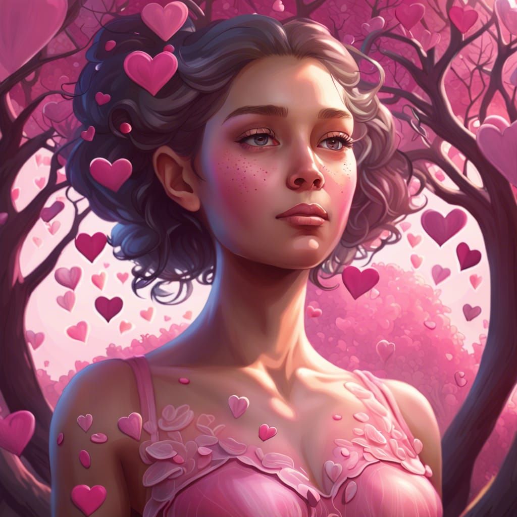 Heart Dress Portrait in Hyperdetailed Style