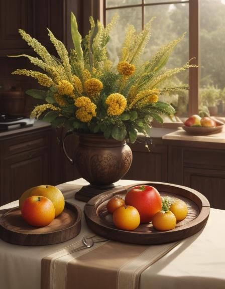 Classic Kitchen Still Life with Fruit
