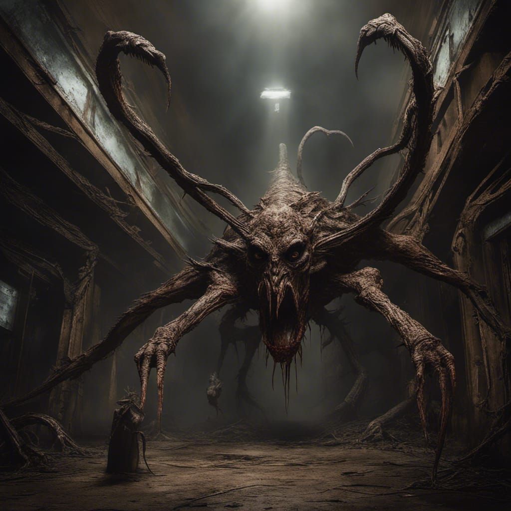 Eerie Necromorph Horror Scene in Moonlight