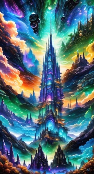 <lora:Flying heaven v2:1.0> Digital art, wallpaper, architec...