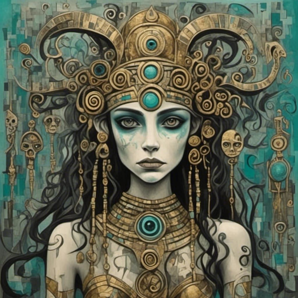 Inca Treasures in Gothic Surrealist Style