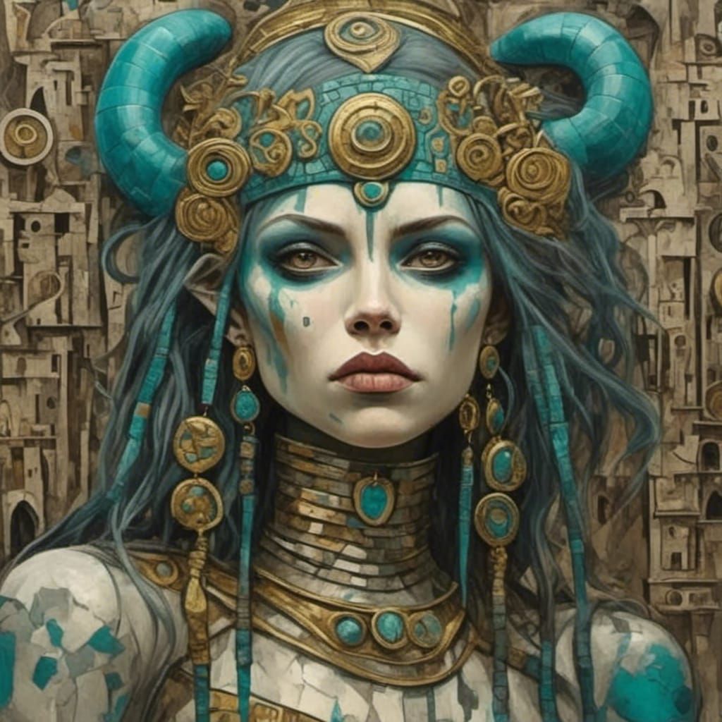 Inca Art in the Styles of Burton, Klimt, and Giger