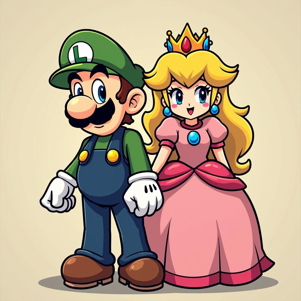 Mario, Luigi, and Princess Peach in Anime Style