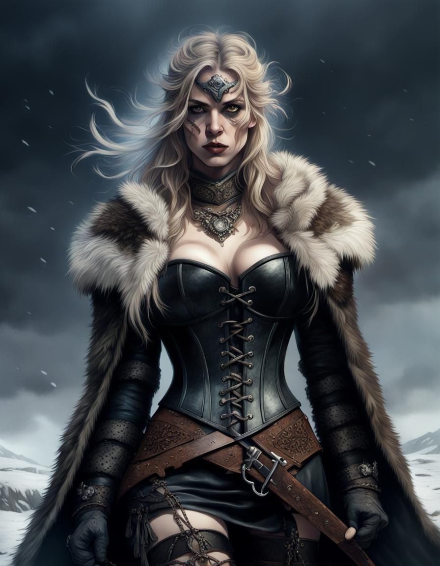 Epic Dark Fantasy Viking Warrior in Combat