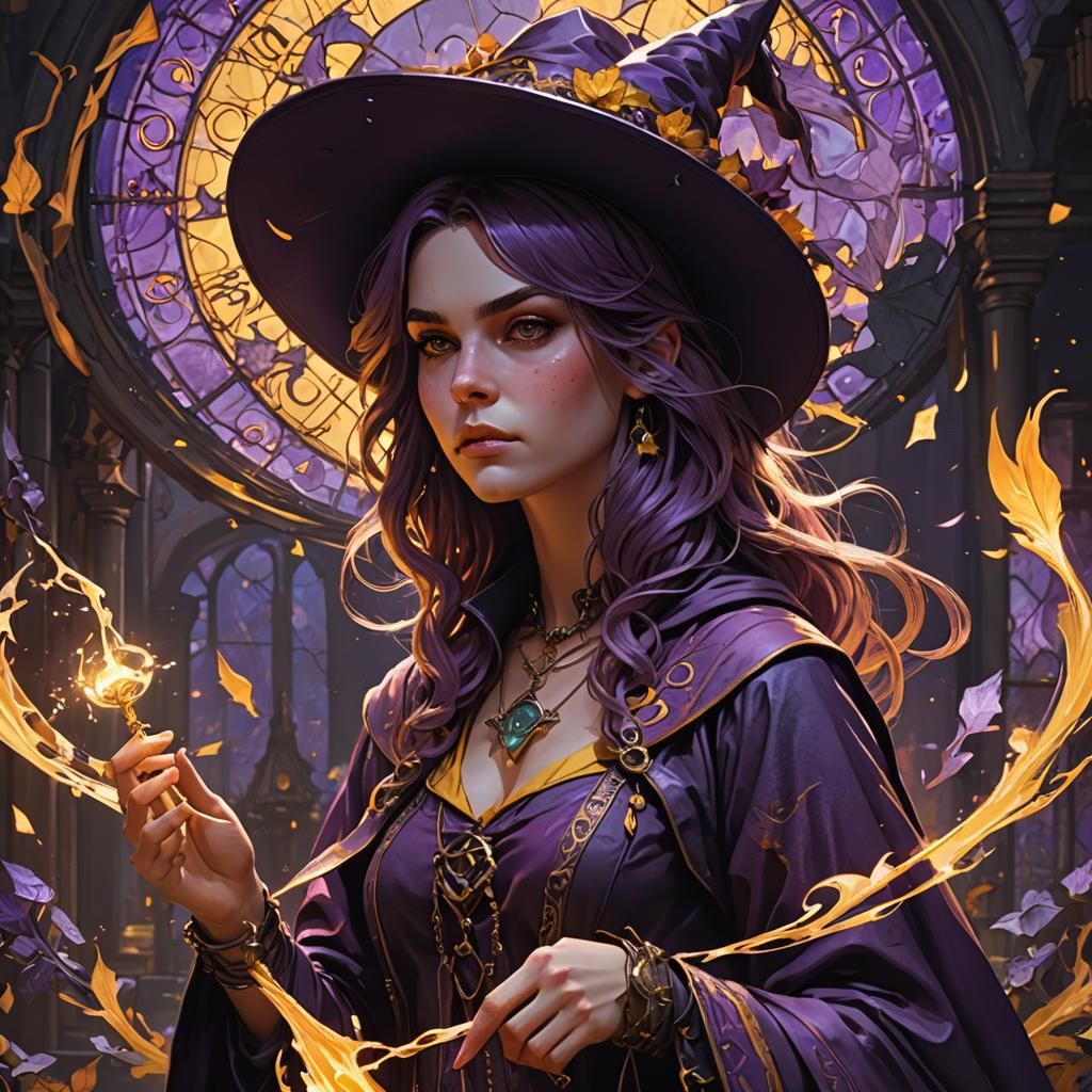 Teenage Witch Girl in Dark Fantasy Style