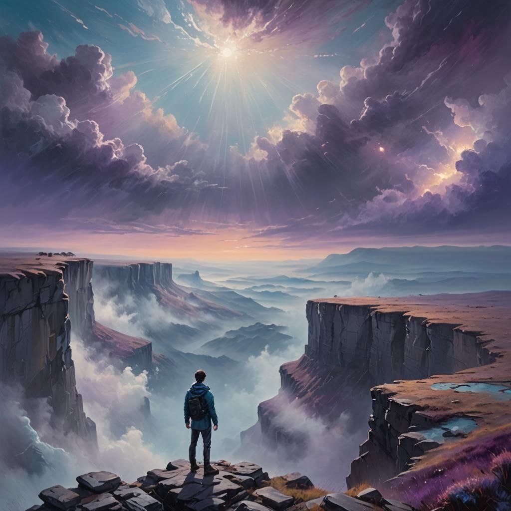 Ethereal Landscape Painting of a Misty Expanse