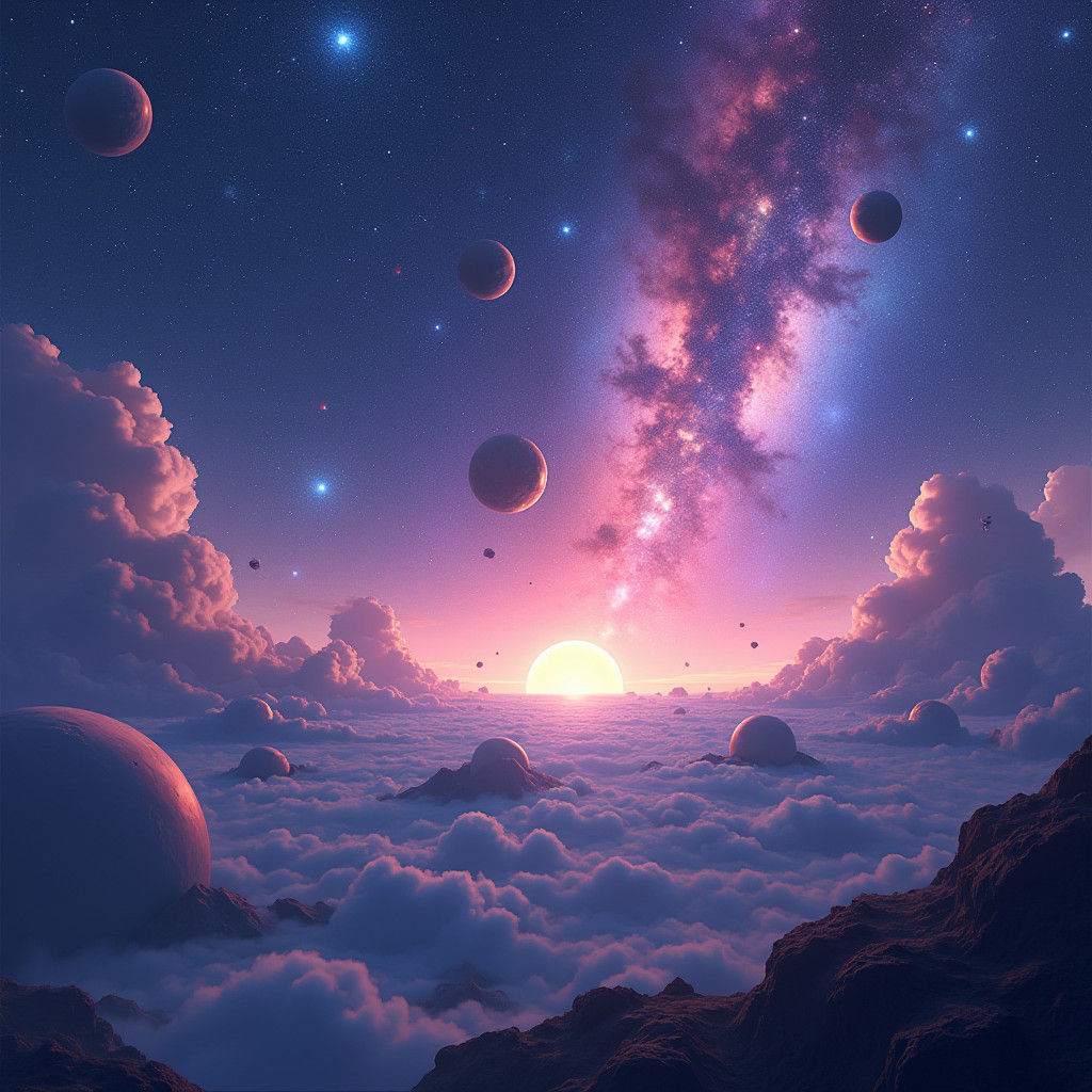 Vibrant Cosmic Galaxy in 3D Anime Style