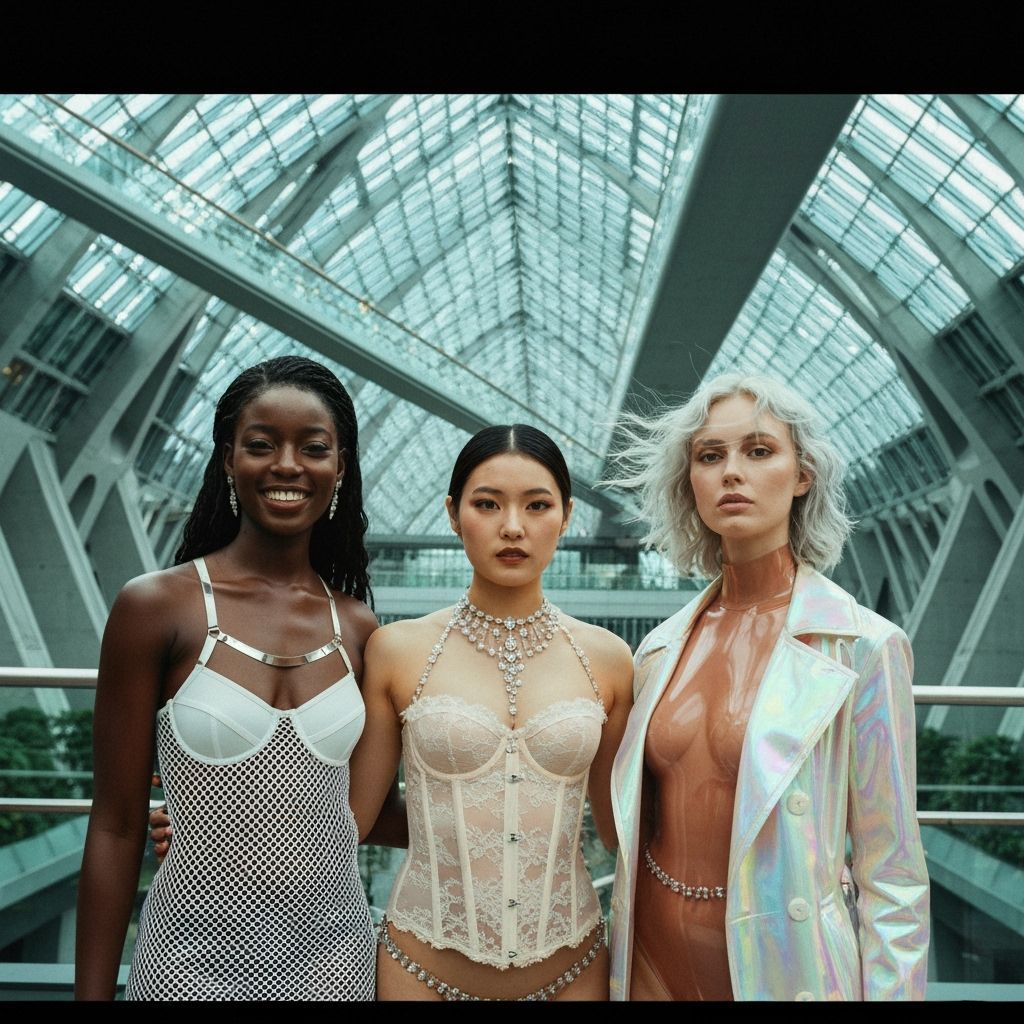 Diverse Women in Futuristic Tokyo Atrium