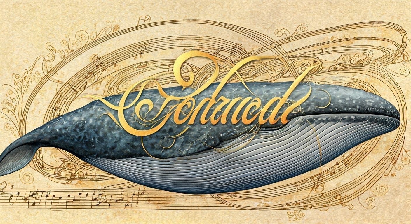 Calligraphy Art: "Music be the food of love" with music notes in the background
Two lovers together