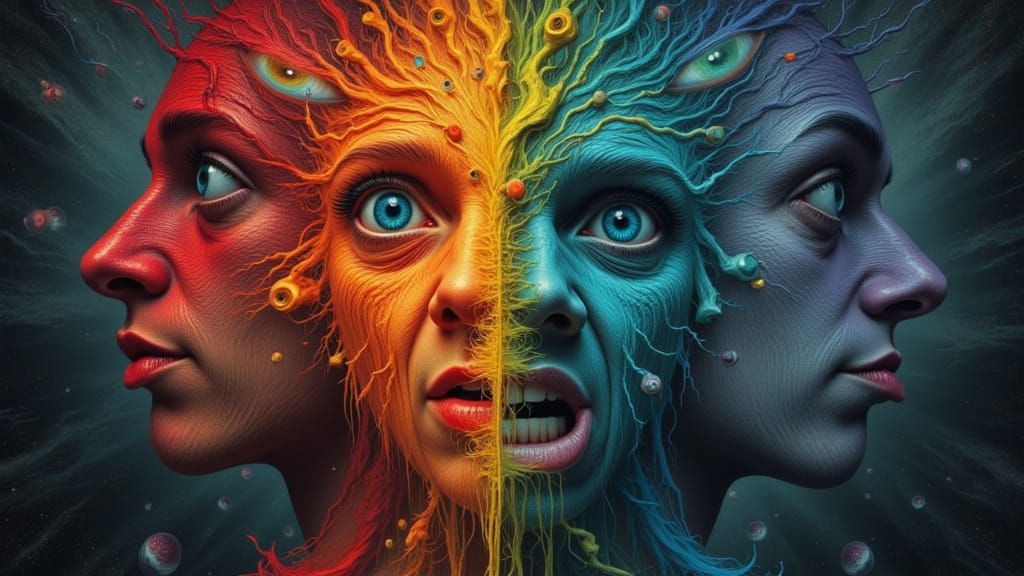 Mindscape of Emotions as Faces in Digital Art