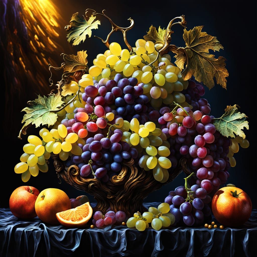 Vibrant Still Life in H.R. Giger Style