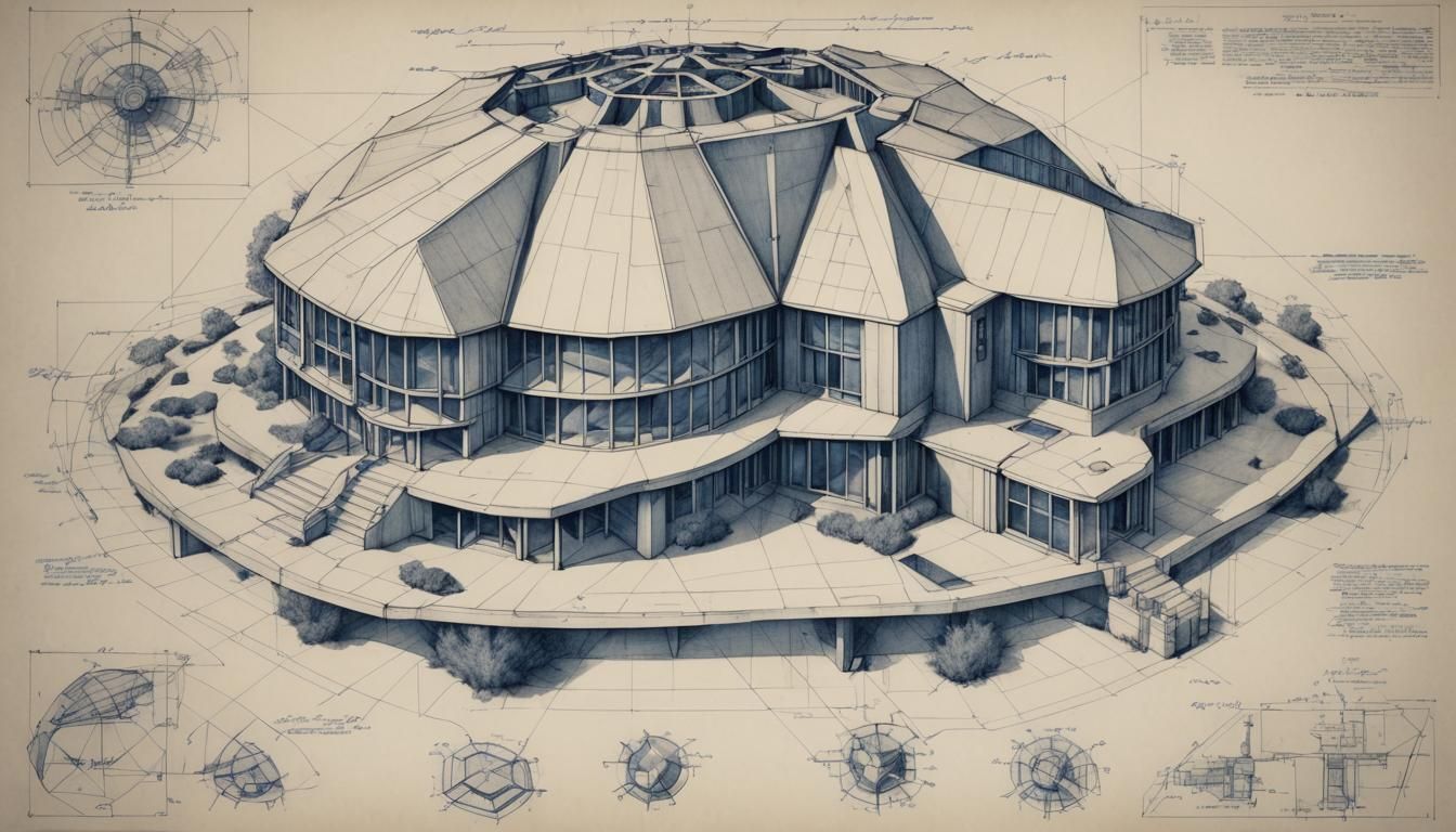 Dymaxion House Schematics in Isometric View