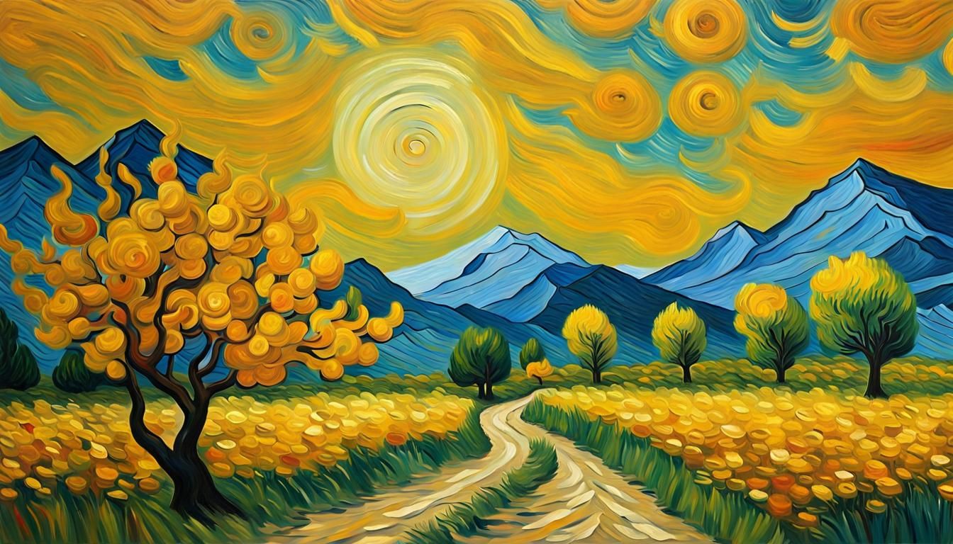 Van Gogh Inspired Landscape Oil Painting