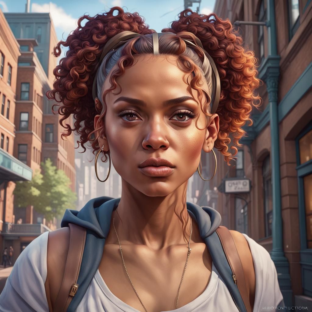 Detailed Portrait of Urban College Student