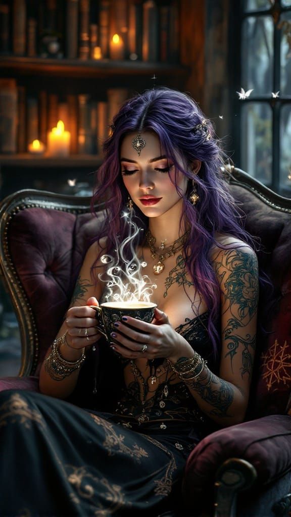 Enchanted Sorceress in Velvet Luxury