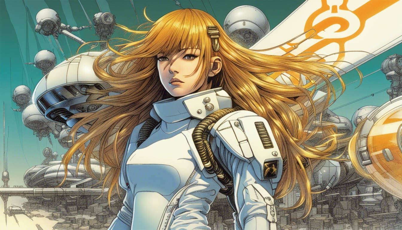 Psychic Wind Power Girl in Anime Style