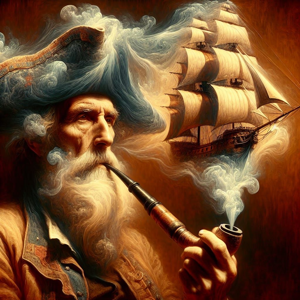 Pirate Smoking Pipe Creates Ghost Ship