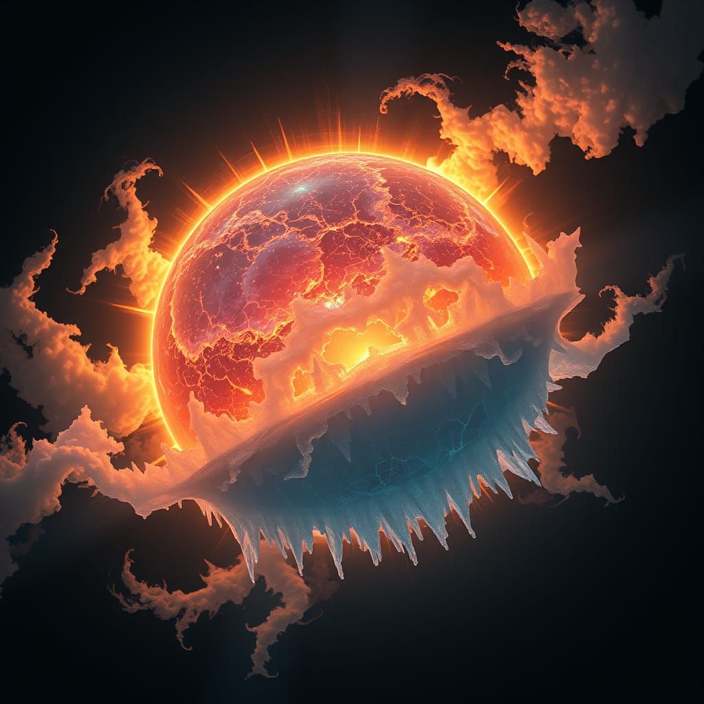 Frozen Sun in Dark Sky: Ethereal Matte Painting